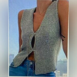 Gray Knit Sleeveless Top